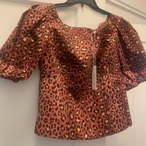 Rebecca Taylor SS Leopard Top size 6 NWT